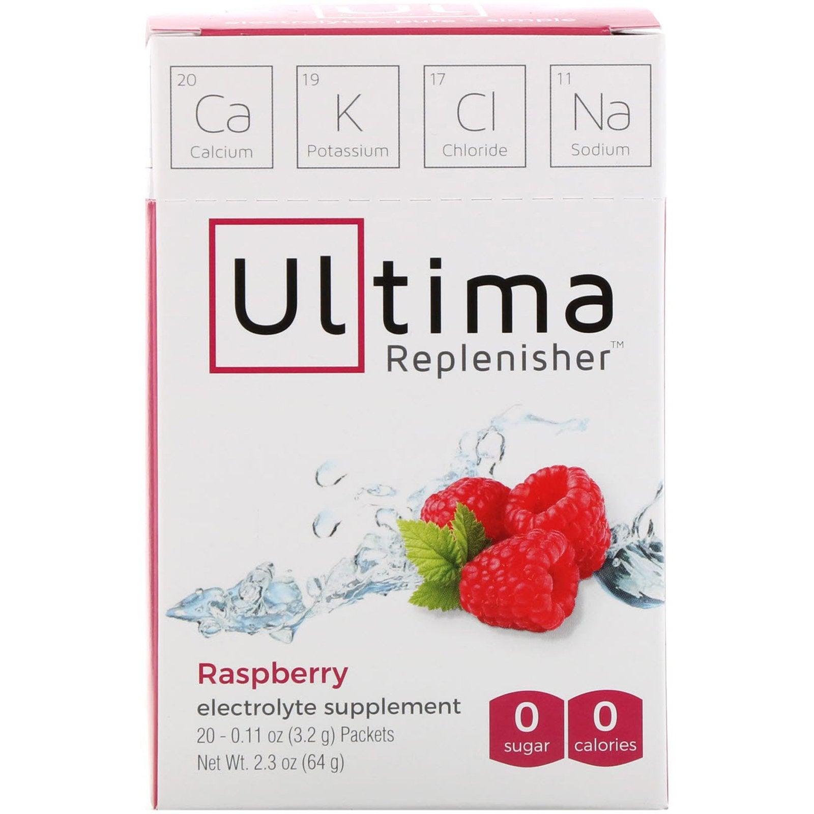 Ultima Health, Ultima Replenisher Raspberry, 20 Packets UPC 853218000313 | HiLife Vitamins